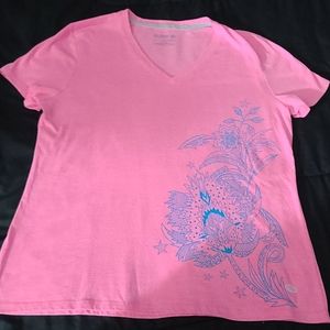 Reel Legends V Neck Shirt with Blue Floral V Neck